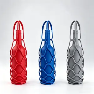 Three-piece multifunctional silicone coaster set, assorted color mesh tote bag, reusable drink holder, stylish gift idea, suitable for beverages and bottles