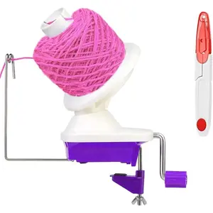 Hand Operated Purple Yarn Ball Winder for Crocheting, The Helper for Yarn Collection Lovers, with 1 Pc Scissors