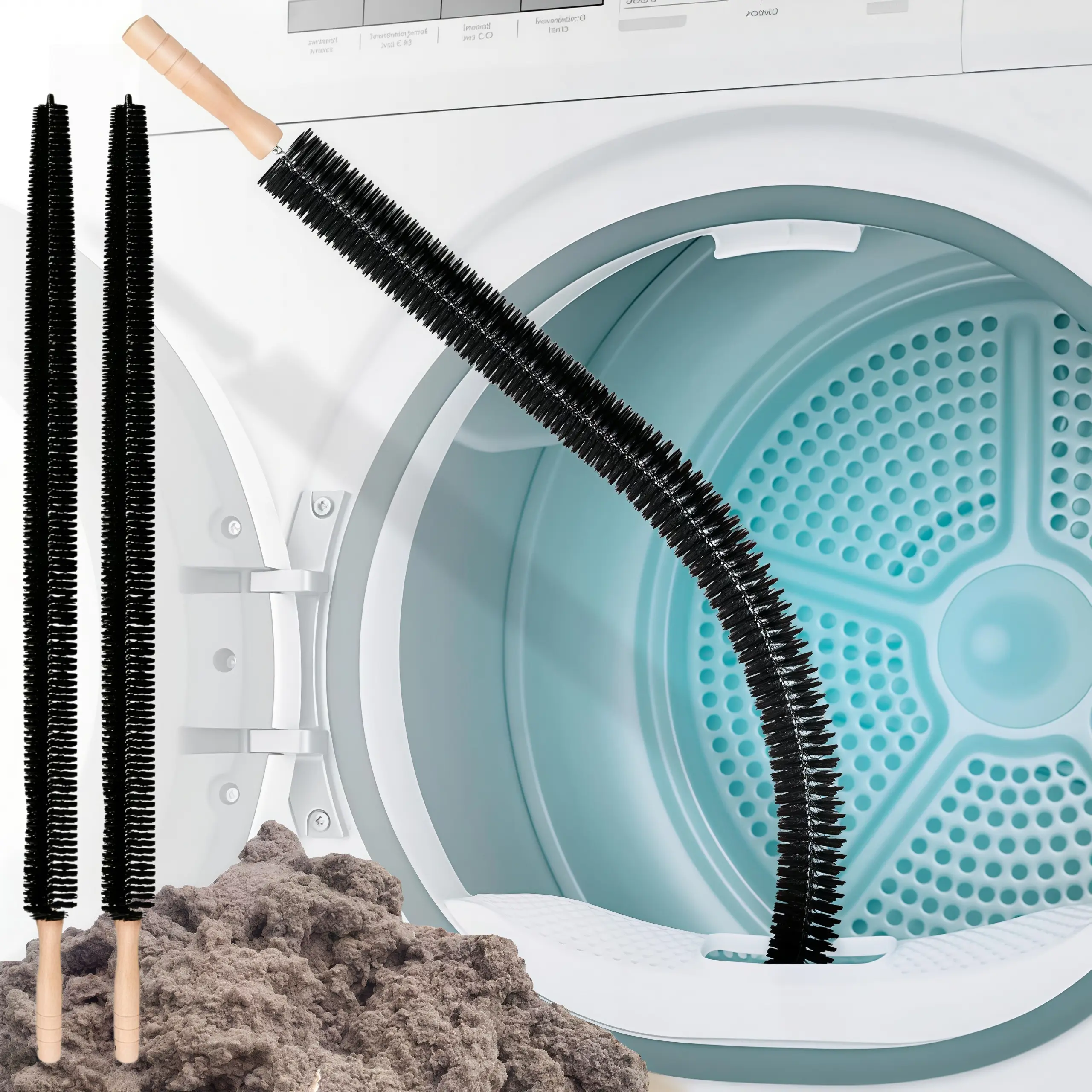 LMMAKE 1PC/2PCS Dryer Vent Cleaner Brush, Extra Long Flexible Coil & Radiator Brush. Flexible lint remover clears dust and pet hair, smooth steel build for durable home appliance cleaning