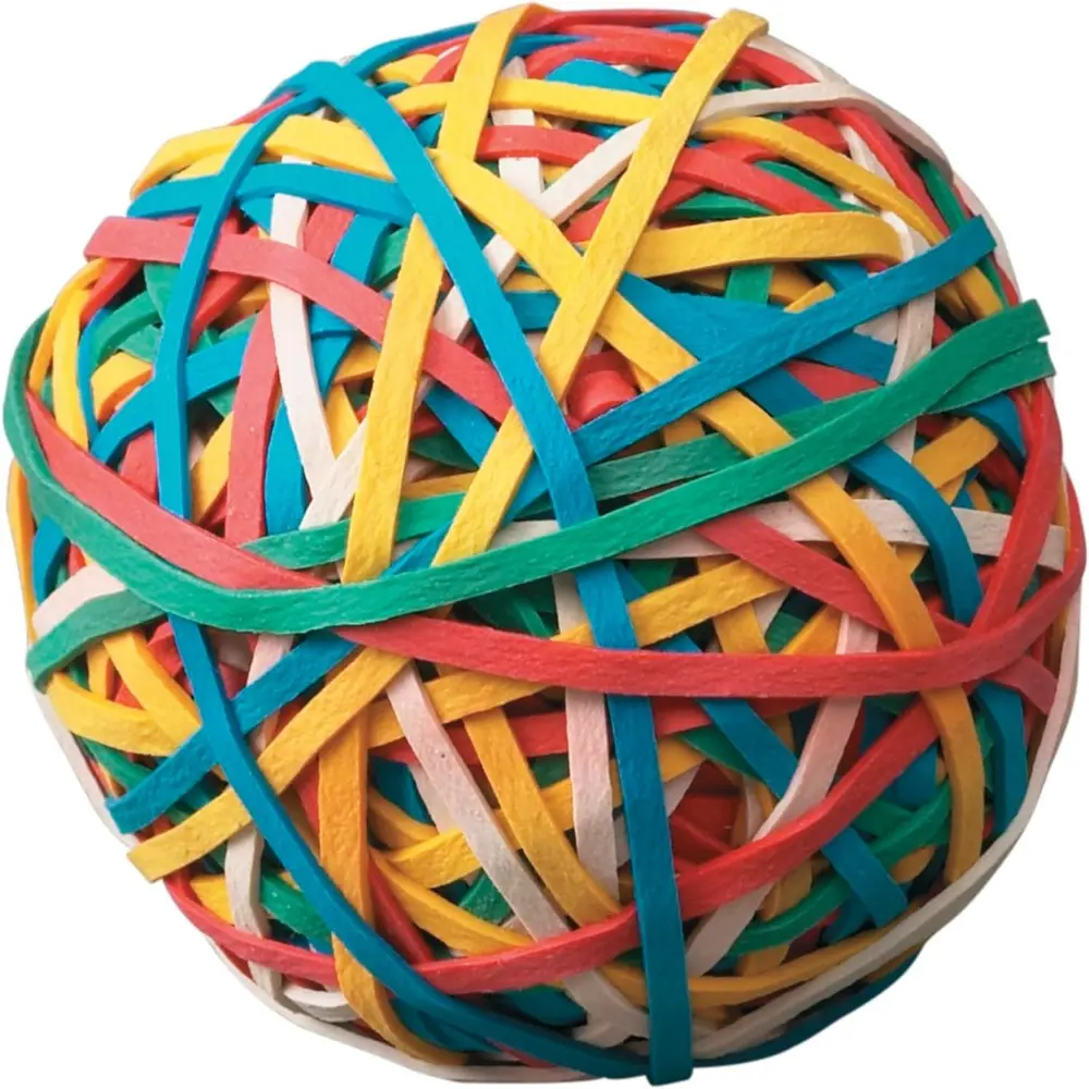 School Smart Durable Rubber Band Ball - Multifunctional Bright Colors Rubberband, Bouncy Toy for Classroom, Office Desks Home Supplies