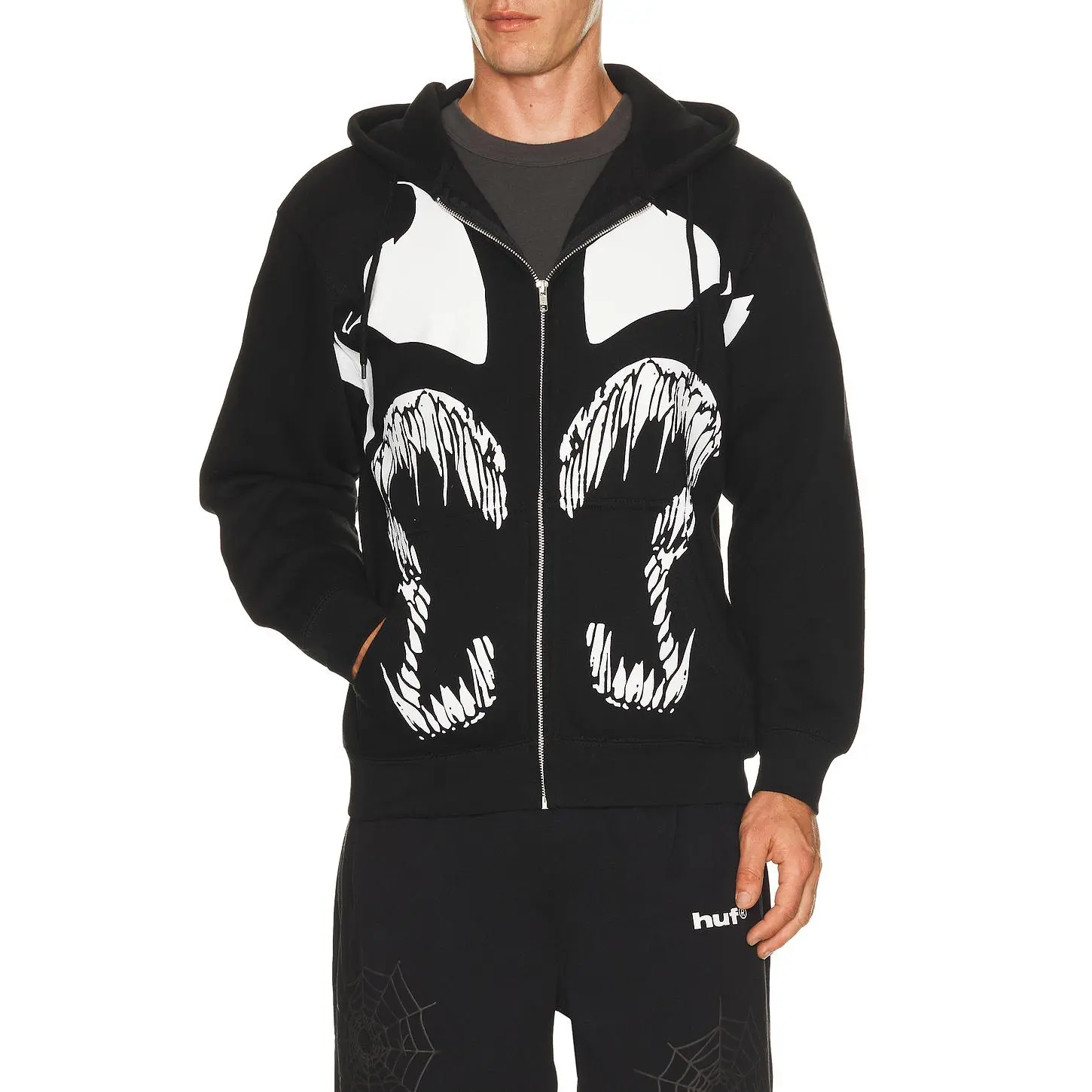 HUF x Spider-Man Symbiosis Full Zip Hoodie in Black