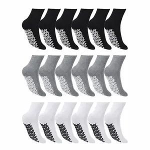 DIAMOND STAR Anti Skid Socks Non Slip Non Binding With Grips Hospital Diabetic Crew Socks For Men Women Menswear Breathable Cotton Socks Casual Womenswear