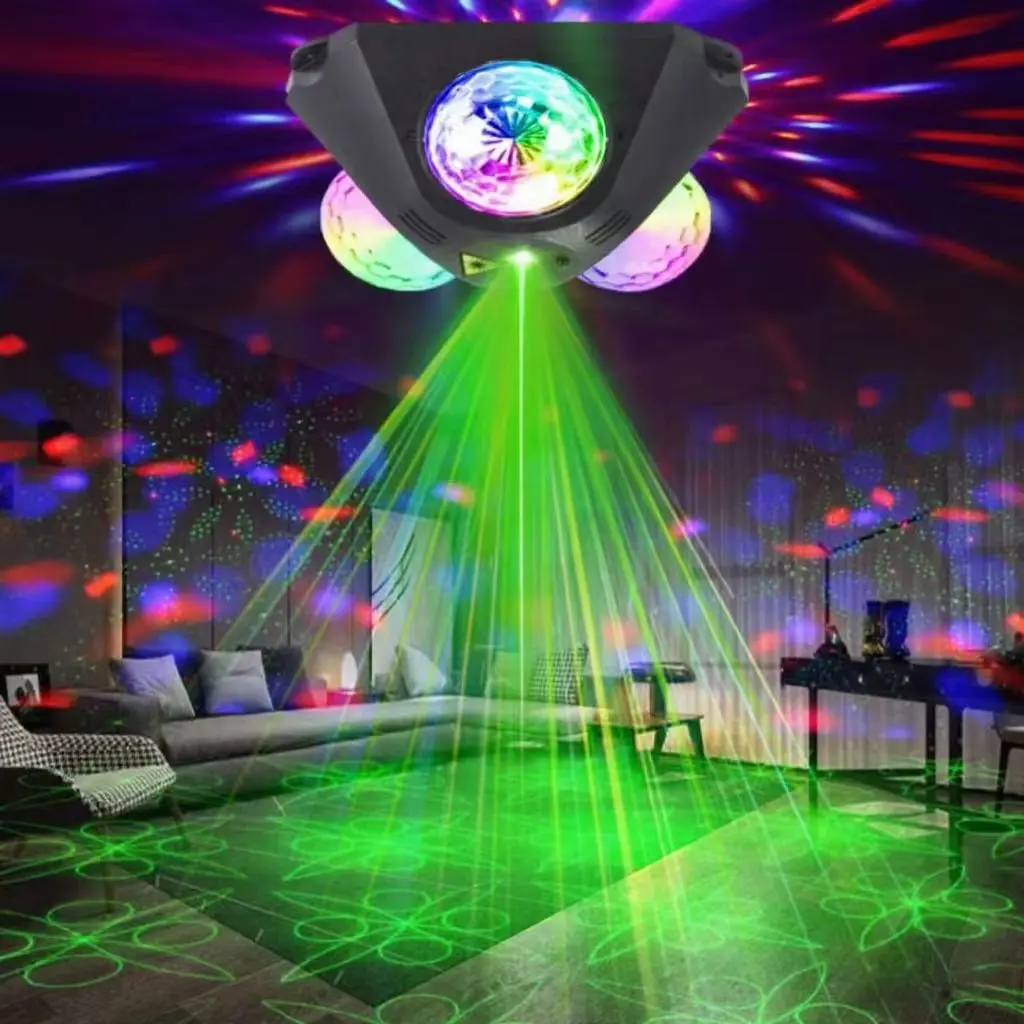 Party Lights Disco Ball Lights Laser Projector Lights 4 in 1 DJ Stage Flashing Lights Suitable for Home Room Dance Party Birthday Karaoke Halloween Christmas Wedding Show Club Decoration Nightclub Event