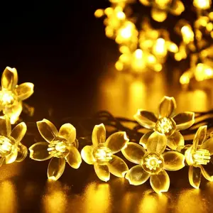 Indoor Decorative Flower String Lights, 33ft 100 LED Plug in Fairy Twinkle Cherry Blossom Floral Lamp for Bedroom Window Wall Ceiling Tree , Christmas Easter Birthday Decor (Warm White)