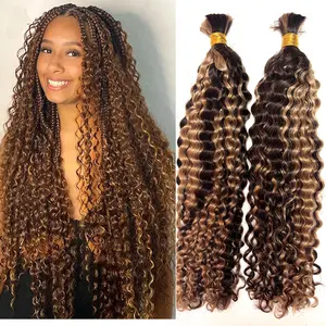 #4/27 Mixed Colored Bulk Human Hair Extension Burmese Curly Bulk Hair For Braids Double Drawn Braiding Hairpieces 100g/Bundles