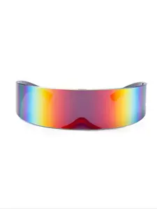 Men's Steam Punk Future Mechanical Sunglasses, Colorful Reflective Coating, Perfect for Music Festivals, Travel, Beach, Role-Playing, Futuristic Design
