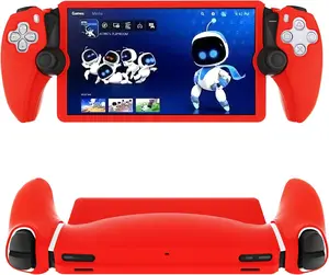 Silicone Protective Case for PS5 Portal, Soft Protective Skin Cover Case for Playstation Portal Remote Player, Shockproof Anti-Scratch - Red