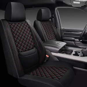 Ram 1500 Seat Covers 2009-2018 And 2019-2026,Truck Pu Leather seat Covers,Custom Fit for Dodge Ram 1500/2500/3500 Crew/Mega Cab with Rear Flat Bench ( Full Set( 2009-2018  And 2019-2026)-Front and Rear)