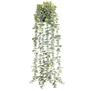 1Pcs Fake Plants Hanging Artificial Potted Faux Eucalyptus Plants for Vintage Boho Farmhouse Bathroom Office Desk Wall Book Shelf Room Accessories Decor Indoor Lifelike Fake Plant