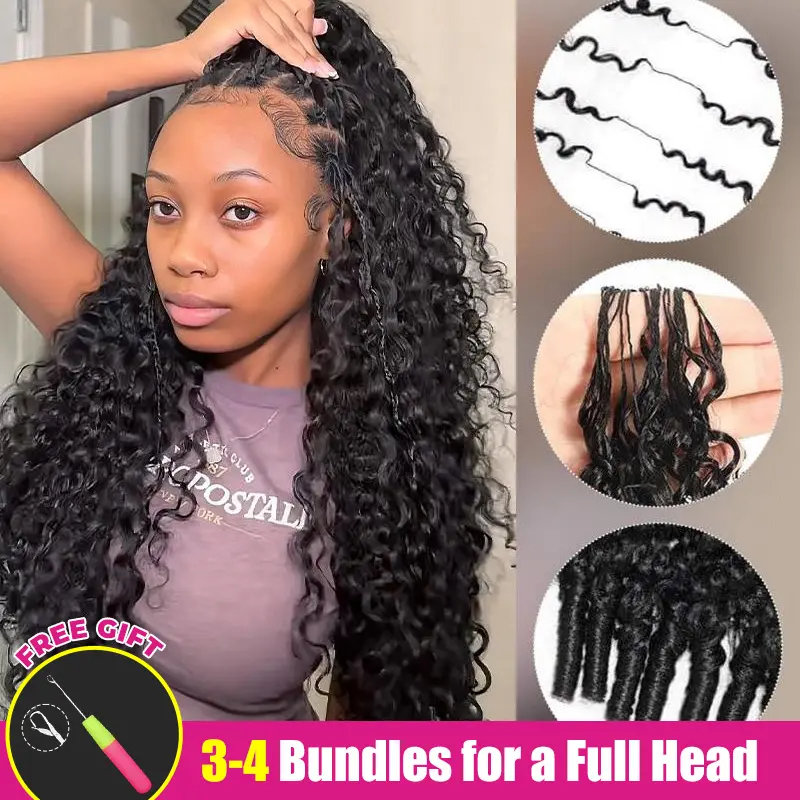[NEW ARRIVAL] ISEE HAIR Crochet Human Hair Natural Black & Highlight Burmese Curly Designed for Miracle Knots Pre Separated 50g/Pack Knotless Boho Braids Vacation Hair Plush Texture Time Saving Wear Summer Braids back to school travel essentials