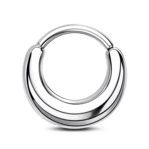 Paula's Design Silver Aura Titanium 16G False Stretched Thick Septum Clicker Ring Hinged Piercing Hoop Paula's Design Silver Aura Titanium 16G False Stretched Thick Septum Clicker Ring Hinged Piercing Hoop