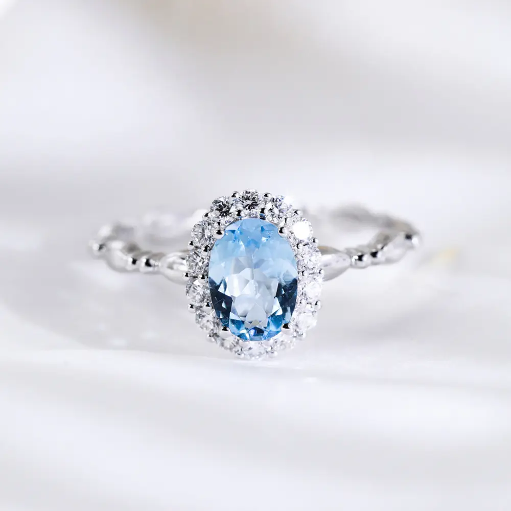 Aquamarine Ring for Women, Unique Design with Blue Topaz, Adjustable Open Ring for the Index Finger morganite  engagement