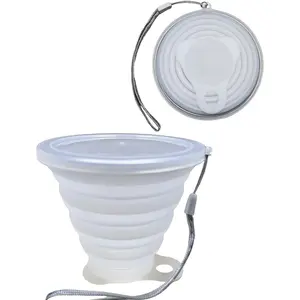 Silicone Collapsible Reusable Folding 270ml Graduated Transparent Portable Camping Cup for Outdoor Travel Backpacking