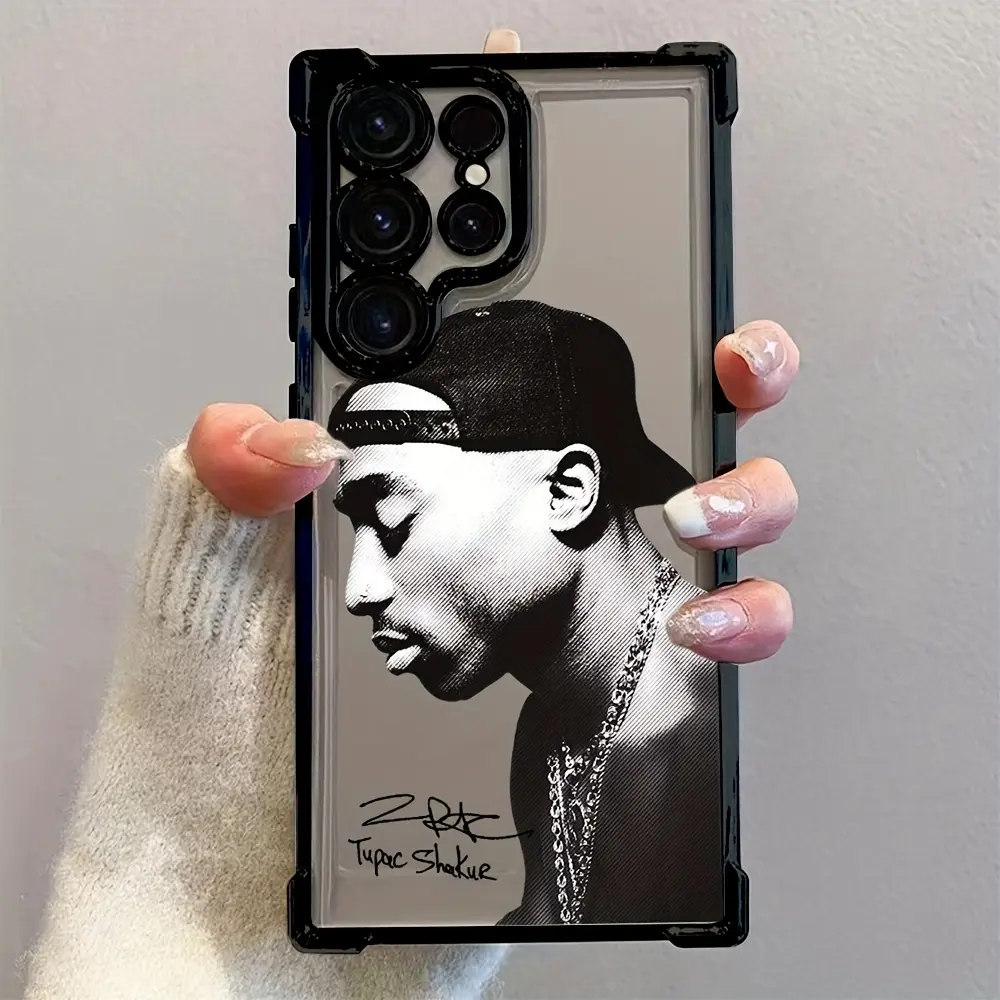 2PAC TUPAC RAPPER Smartphone Casing for Samsung Galaxy S25 S24 S23 S22 S21 FE Ultra Plus, Soft Transparent Handheld Cellphone Accessory, Anti-Fall Protection for 4G 5G Devices, Accessories