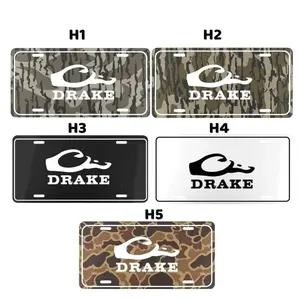 Old school Drake logo Bottomland Camo Black White Custom License Plate – Durable Aluminum with 4 Pre-Drilled Holes, Perfect Gift Ideas, made in USA, Car Truck Tag
