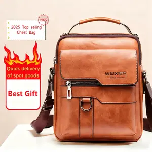 Vintage-Style Men's Crossbody Shoulder Bag - Stylish Business Handbag with Adjustable Strap, Multiple Compartments, and Classic Design - Perfect for Daily Use, Work, and Travel Fathersdaygift