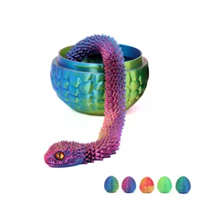 3D Snake With Egg | Articulated Snake Fidget Figure | Desk Toy, Stress Relief, Collectible Gift (Assorted) Fun Snake Toy Figurine, Office Home Decor, Modern Decorations, Decorative Ornaments, Smooth Finish