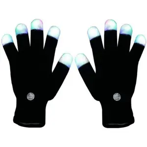 LED Light-Up Gloves, Sports & Outdoor Protective Gear Accessories with Multi-Color Flashing Modes, Bright Finger Lights, Party Supplies for Halloween, Nighttime Events
