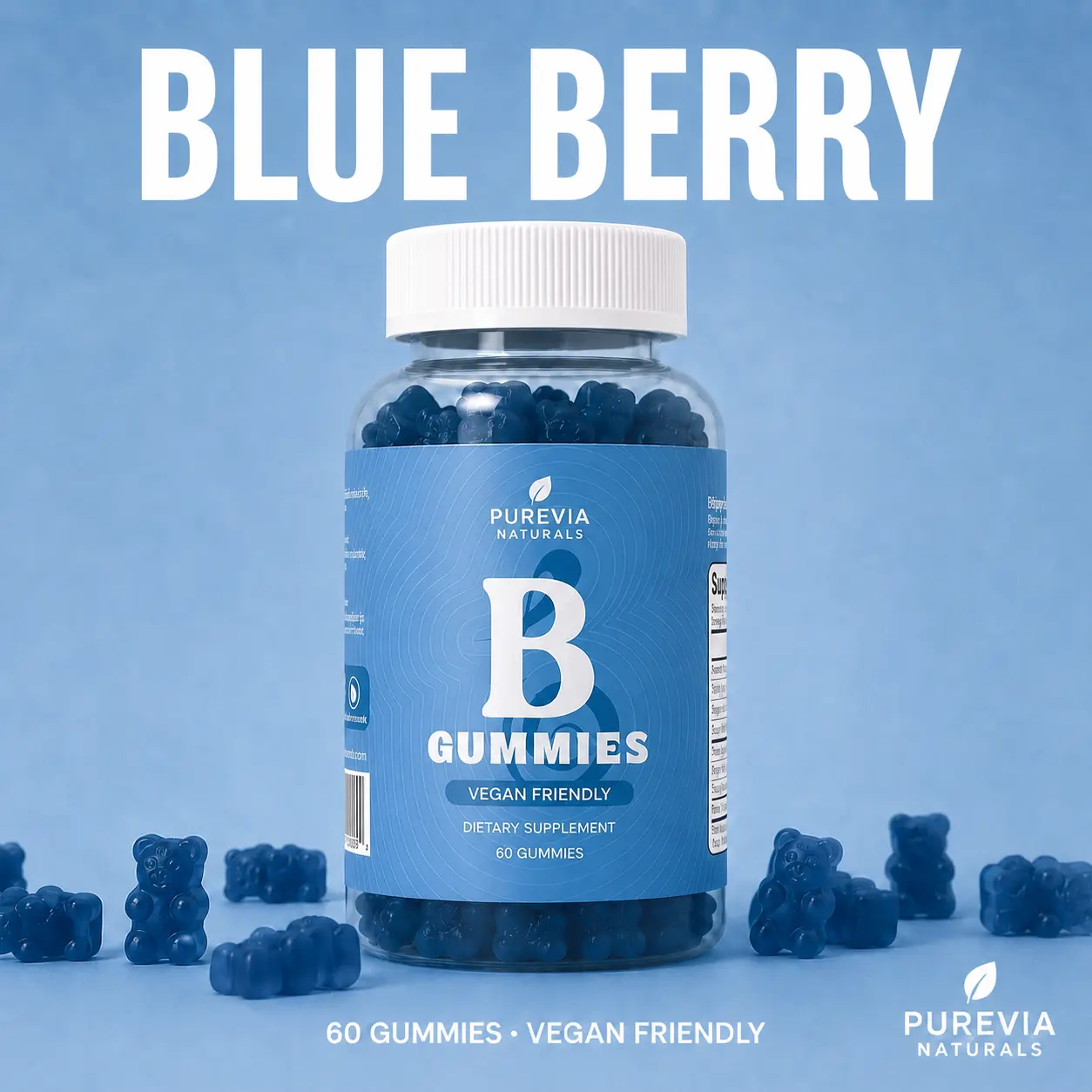 Purevia Naturals Women's Multivitamin Gummies | Vitamins A, C, E & B6 + Herbal Blend | Berry Flavor | Vegan, Gluten-Free & Soy-Free | Daily Chewable Supplement | 60 Gummies | 30-Day Supply