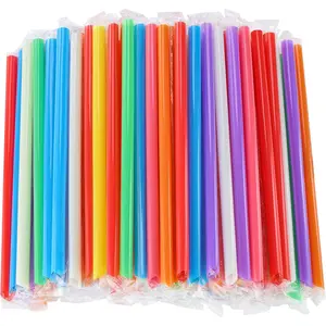 300 Pcs Multi Colors Jumbo Smoothie Boba Straws Plastic Milkshake Disposable Wide-mouthed Large Individually Wrapped Straws(0.43" Wide X 9.45" Long)