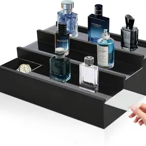Men's Perfume Rack - Three-Tier Display Stand with 3 Hidden Compartments, Men's Dressing Table & Bedside Cabinet Organizer, Men's Gift, Makeup Tray, Durable Storage Organizer