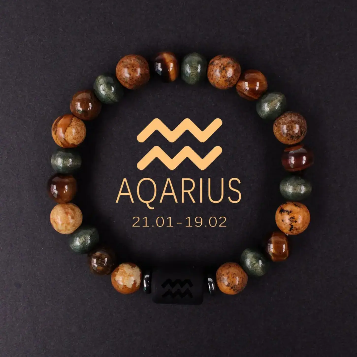 2026 Natural Stone Tiger Eye Picture Round Beads 12 Constellation Bracelet For Men And Women, Zodiac Bracelet, Earthy Bracelet