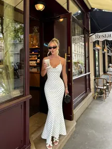 Women's Elegant Chic Polka Dot Dress, Fitted Style for Fall & Winter, Perfect for Festive Occasions, Ladies' Fashionable Party Wear