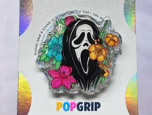 Scary Floral Ghost Face Grip Magnetic Kindle Grip Book Lover Cute Kindle Accessories Phone Holder PopSocket Phone Grip Magnetic Pop Socket Phone Grip