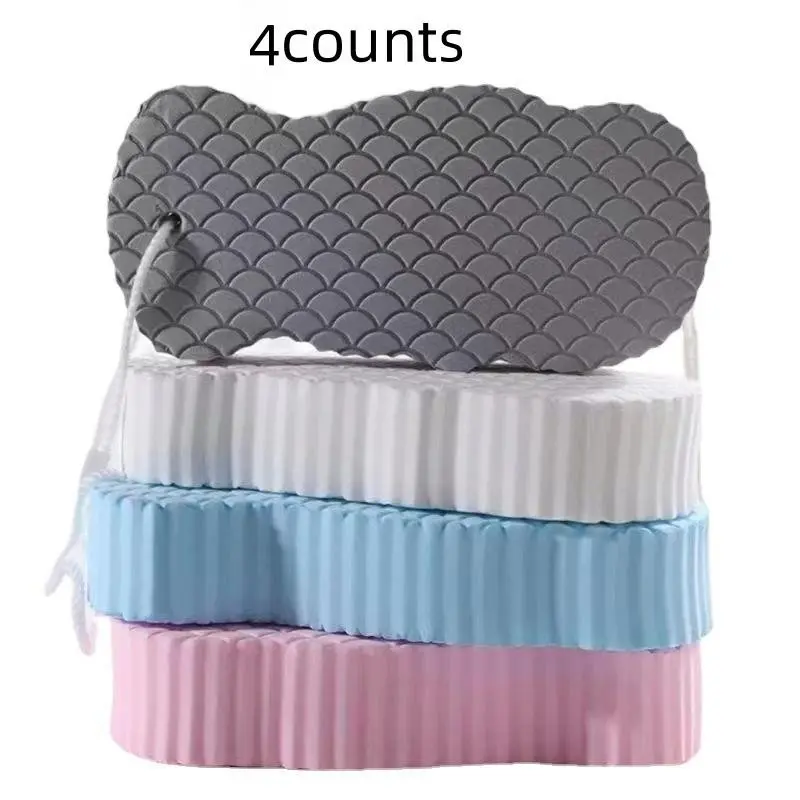 Double-sided Bath Sponge, Dual Sided Sponge, Body Wash Sponge, 4 Counts/set Exfoliating Shower Scrubber, Body Dead Skin Remover, Body Care Tool for Home Bathroom Vacation Dormitory Salon