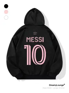 Men's Messi Print Long Sleeve Hoodie, Casual Sporty Hooded Sweatshirt, Home Wear, Daily Outdoor Clothing, Street Style, Graphic Hoodies, Casual Street Fashion, All Seasons