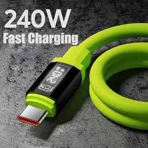 240W silicone cable USB to Type-C super fast charging cable, 480Mbps data transfer, high-speed power output, flexible tangle-free design, suitable for iPhone 16 Pro Max, Samsung Galaxy S23/S22/S21, Pixel, MacBook Pro/Air, Xiaomi, laptops, and more