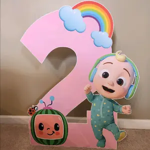 Cocomelon Birthday party prop, centerpieces, cutouts, backdrop, and birthday party decoration.
