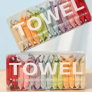 14pcs Compression Towel Set, Portable Disposable Mini Travel Towels, Non-Woven Fabric Wet Wipes, Outdoor & Business Trip Essentials, Portable Compressed Towel