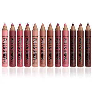 Langmanni 12-Piece Dual-Use Lip Liner & Lipstick Pencil Set, Lip Product, Lip Liner Pencils, Long-Lasting Waterproof, Smooth and Rich Color, Easy Application Wooden Lip Gloss Pen, Matte Lip Pencil
