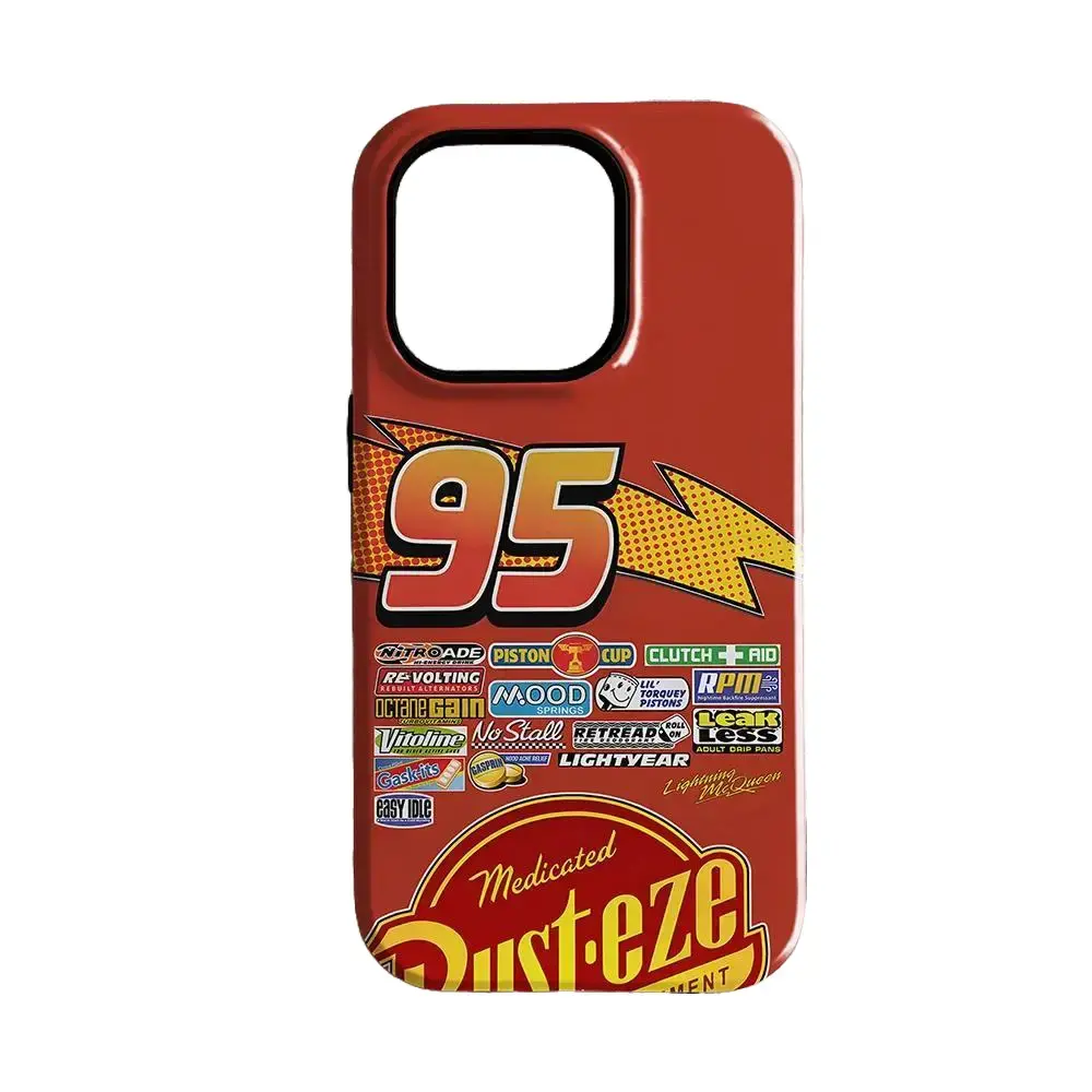 Anime Cars Lightning McQueen 95 design film phone case, compatible with iPhone 17, 16, 15, 14, 13, and 12