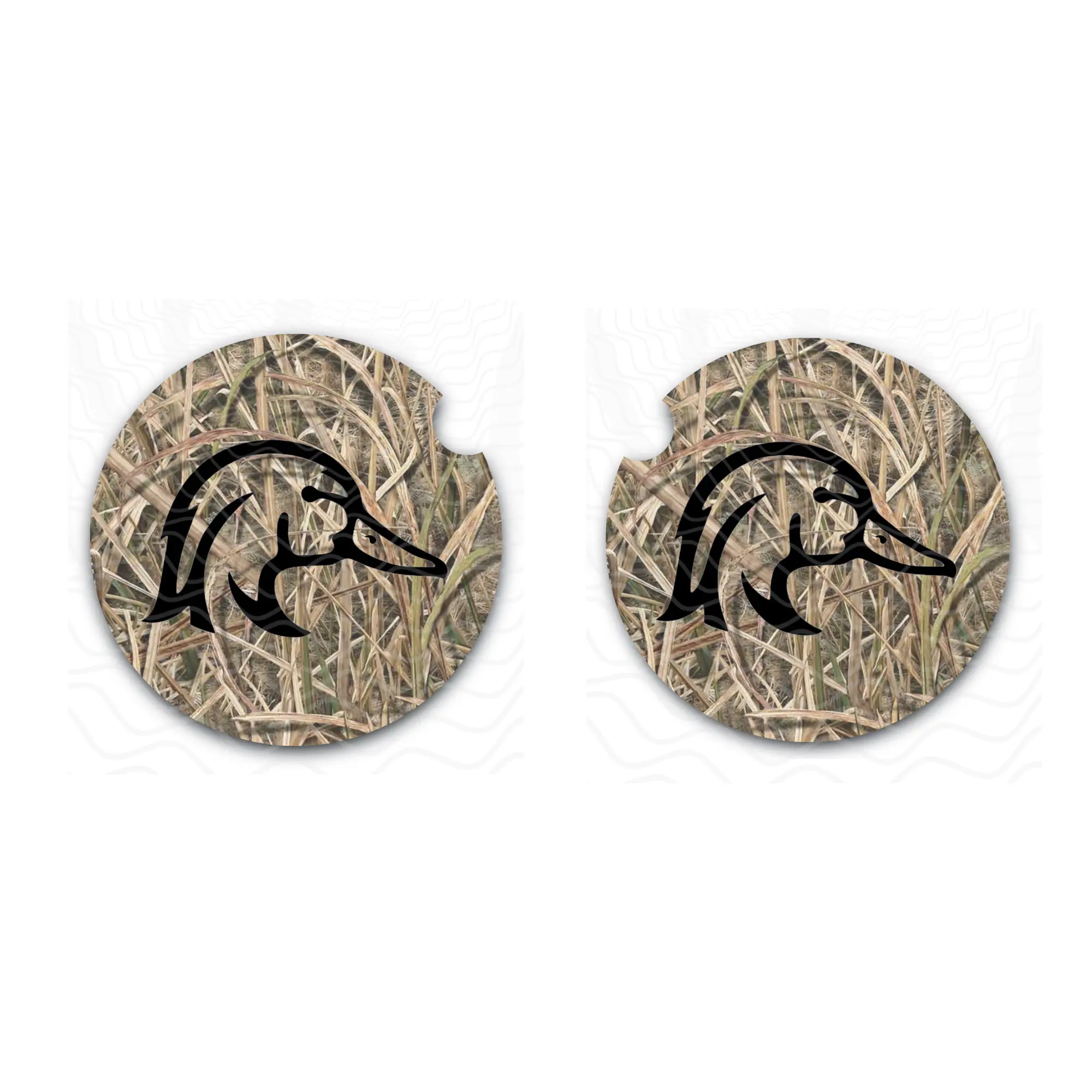 Shadow Grass With Wood Duck Camo Car Coaster, Car Cup Holder, Auto Accessories, Neoprene Car Coasters, Set of Two