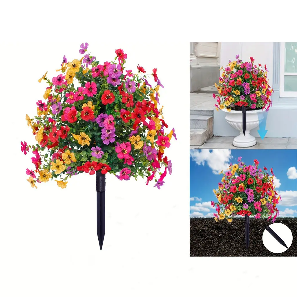 Artificial Daisy Flowers with Eucalyptus Leaves,  Fake Greenery Plants, Faux Plastic Flowers for Indoor Outdoor Home Garden Porch Patio Decoration Halloween