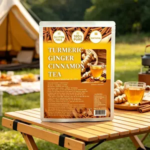 Premium Turmeric Ginger Cinnamon Tea Bags 60/120 Eco-Friendly Sugar-Free Caffeine-Free Vegan Loose Leaf Tea Anti-Inflammatory Natural Flavor Herbal Beverage