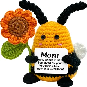 Mothers Day Gifts for Mom from Daughter Son, Mothers Day Easter Gifts for Mother Mama Bonus Moms, Emotional Support Crochet Bee Present Love Mom Birthday Gift, Handmade Positive Crochet Bee