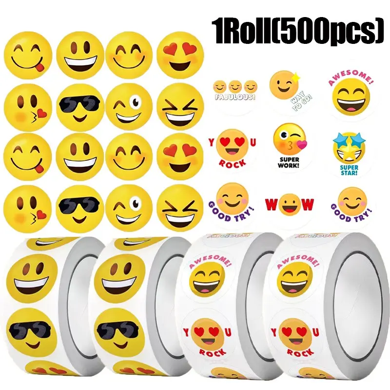 500pcs Smiley Face Expression Pack, Inspirational Sealing Stickers, Cartoon Cute Funny Creative Stickers, Fun Kids Art Supplies