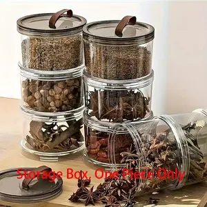 1PC Kitchen Multi Layer Storage Box 3 Tier Round Handheld Spice Container Airtight Food Jar Cereal Grains Snacks Storage Canister Clear Storage Jar