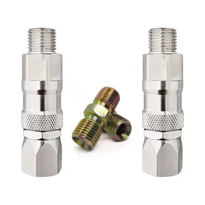 4-piece set of 1/4 inch (approx. 0.6 cm) sprayer connector, including 2 pieces of 360-degree rotating stainless steel paint hose connector, suitable for airless sprayers.