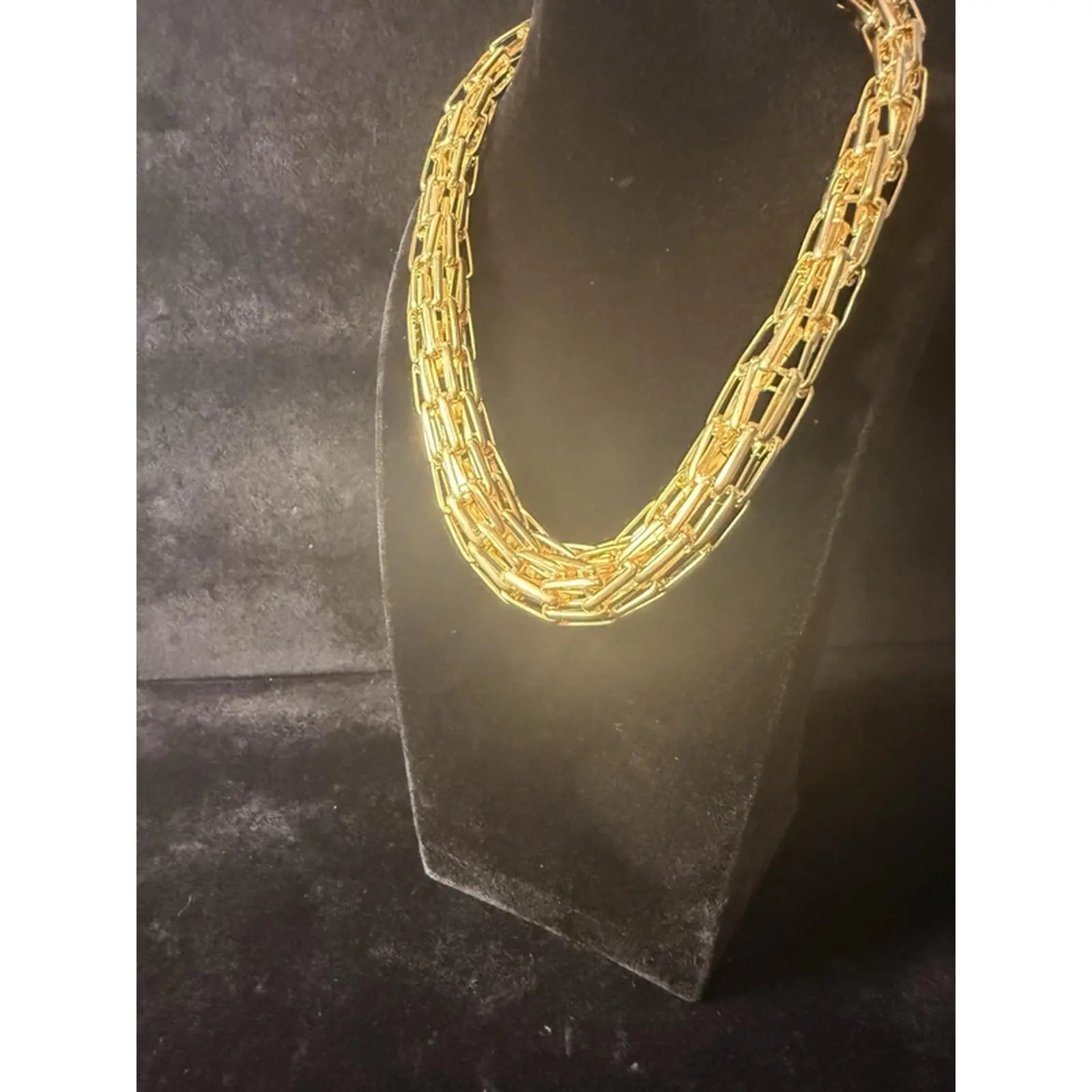 Off Park Collection Chunky Gold-Tone Gate Link Necklace 16 Inches with Lobster Clasp & Ball Safety Authentic Costume Jewelry