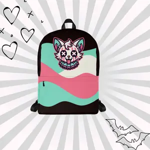 DreamSage Pastel Gothic Clowncore Fox Backpack 100% Polyester 4 Gallons Capacity Water-resistant with Laptop Compartment
