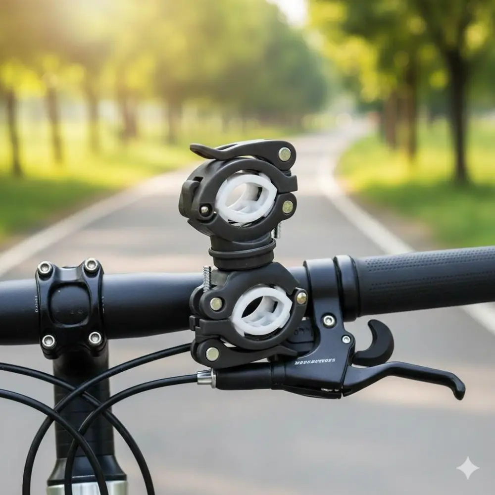 Adjustable Universal Bike Flashlight Mount 360 Rotation Stable Design Anti-Slip Outdoor Cycling Motorcycle Safety Lighting Equipment Easy Installation for Road Mountain Biking Accessories
