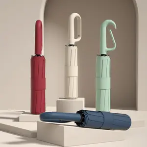 Automatic Folding Windproof Umbrella with C-Shaped Hook Handle | Compact Travel Umbrella, Strong Rib Frame, UV Protection for Sun & Rain