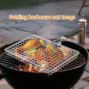 Barbecue grill, vegetable barbecue tool, outdoor multi-functional fish and chicken barbecue grill, sturdy stainless steel folding barbecue tray, high appearance level outdoor barbecue tool
