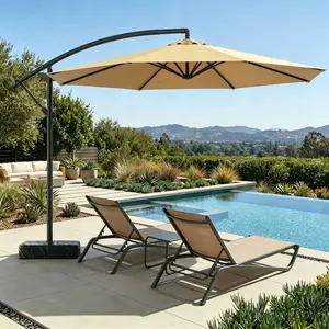 Docred 10ft Patio Umbrella Outdoor With Base, Large Cantilever Umbrella Windproof Offset Umbrellas Heavy Duty Umbrella with 360-degree Rotation for Garden Courtyards, patios, poolside, green  camping, market umbrellas