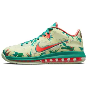 Nike LeBron 9 Low Basketball Shoes for Men in White Lime and Bright Mango Colorway