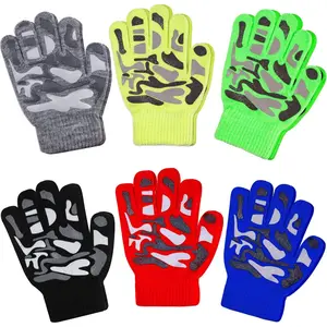 L-GLV011  6 Pairs Kid's Winter Gloves - Stretchy Warm Knit Gloves for Boys or Girls